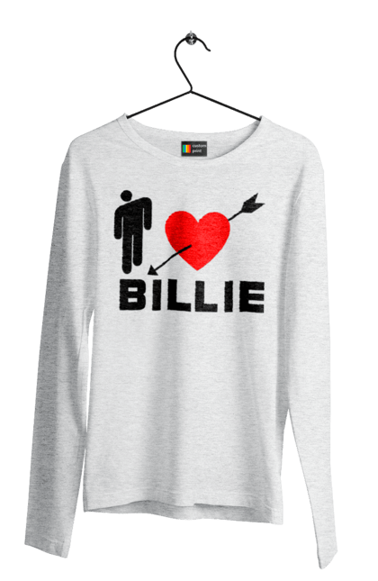 Чоловічий лонгслів з принтом "Біллі Айліш". Біллі айліш, логотип біллі айліш, принт біллі айліш, співачка біллі айліш. 2070702