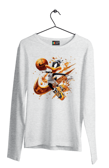 Чоловічій лонгслів з принтом "Даффі Дак Nike". Daffy duck, looney tunes, merrie melodies, nike, warner brothers, даффі дак, качка, мультфільм. 2070702