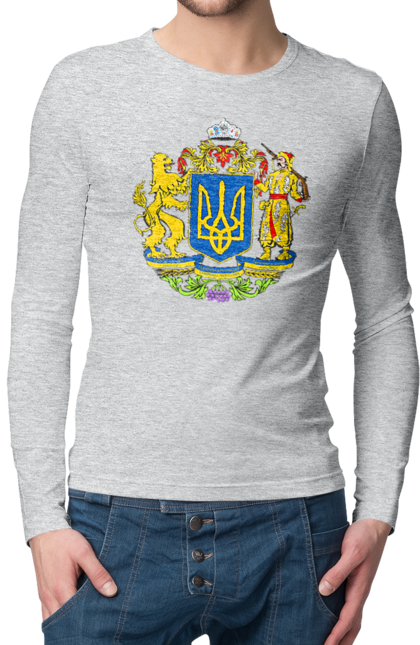 Men`s longsleeve with prints Emblem of Ukraine. Cossack, emblem, emblem of ukraine, lion, lion and cossack, ukraine. 2070702