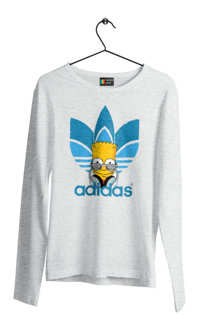 Чоловічій лонгслів з принтом "Adidas Барт". Adidas, bart, адідас, барт, мультфільм, серіал, сімпсон. 2070702