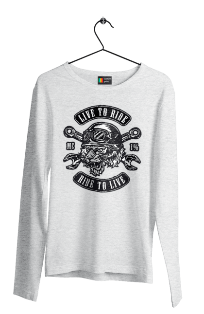 Men`s longsleeve with prints Live To Ride, Tiger. Moped, tiger, to ride. 2070702