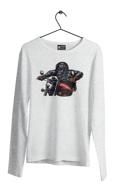Men`s longsleeve with prints Gorilla On A Moped. Gorilla, moped, speed. 2070702