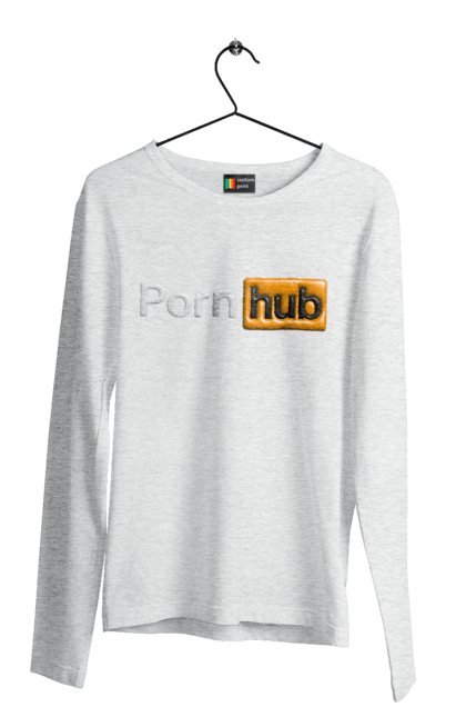 Чоловічий лонгслів з принтом "Порно Хаб". Гумор, логотип порнохаб, молодіжна, порно хаб, порнхаб. 2070702