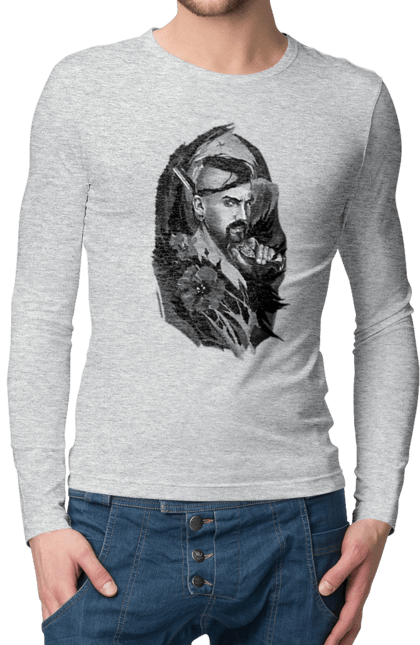 Men`s longsleeve with prints Cossack. Cossack, forelock, good ukrainian, pistol, tickets, vusa. 2070702