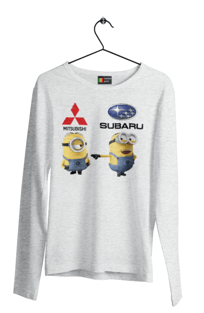 Мужской лонгслив с принтом Minion Субару. Авто, машины, миньоны, митсубиси, субару. 2070702