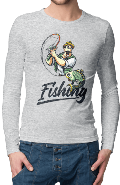 Чоловічий лонгслів з принтом "Рибалка, літо". Відпочинок, літо, рибалка. 2070702