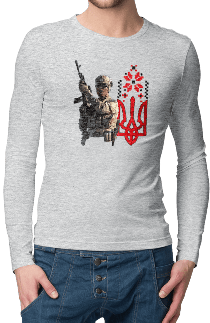 Чоловічий лонгслів з принтом "Гвардія наступу". F 16, himars, leopard, patriot, гвардія наступу, контрнаступ, літо 2023, літо контрнаступ, перемога. 2070702