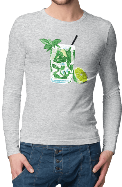 Men`s longsleeve with prints Mojito And Lemon Drink. Drink, lemon, mojito. 2070702