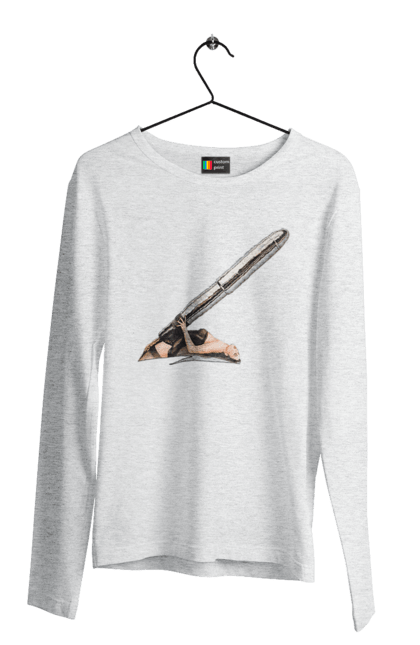 Чоловічий лонгслів з принтом "Великий Патрон". Дівчина, куля, патрон. 2070702