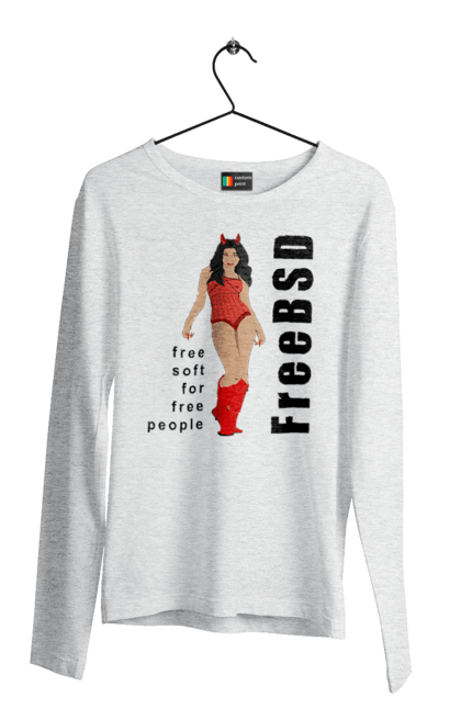 Men`s longsleeve with prints Freebsd For Free. Administrator, availability, beast, black, bsd, daemon, demoness, erotic, erotica, female, for adults, free, freebsd, freedom, independence, is free, it, it specialist, operating system, os, programmer, red, software, sysadmin, system, system administrator, text, unix, wasps, young woman. 2070702