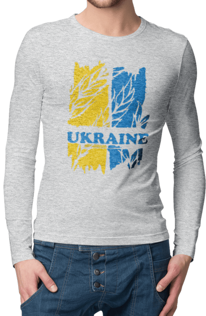 Чоловічий лонгслів з принтом "Україна колоски пшениці". Колоски пшениці, символ україни, україна, україна колоски пшениці, українська символіка. 2070702