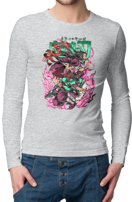 Men's longsleeve with prints Demon Slayer Tanjiro. Anime, demon slayer, kamado tanjiro, manga, tanjiro. 2070702