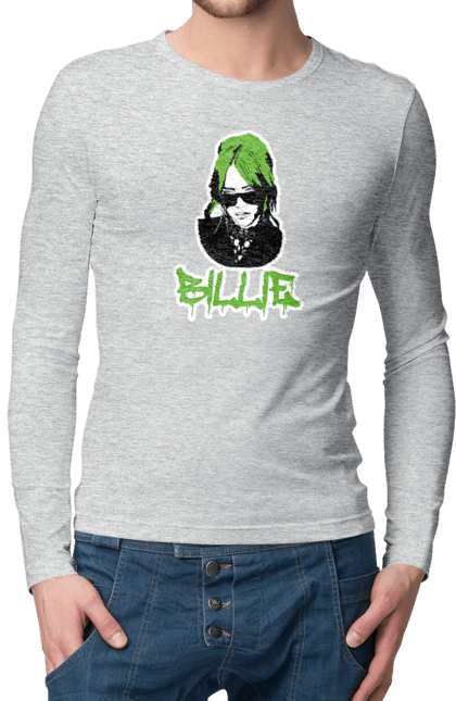 Чоловічий лонгслів з принтом "Billie Eilish". Активістка, біллі айліш, мизукант, права, співачка, тварини. 2070702