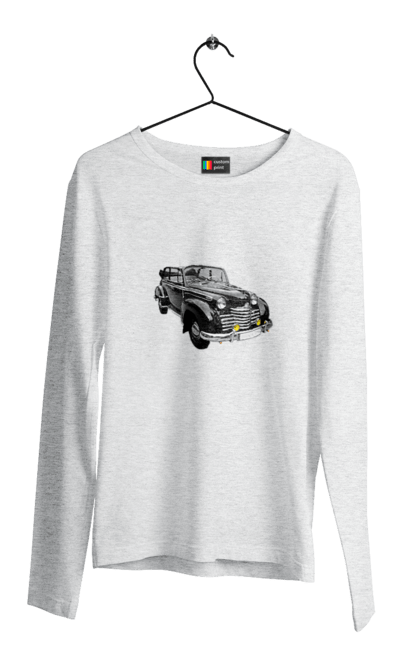 Чоловічий лонгслів з принтом "Авто.5". Авто, професійне фото, ретро авто, фото, чорний колір. 2070702