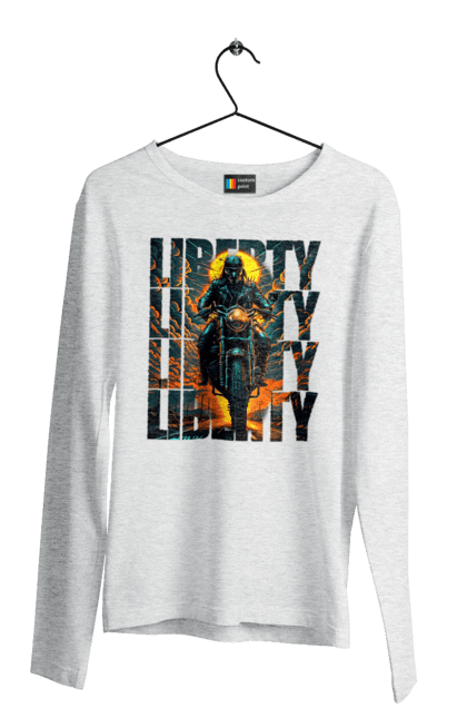 Чоловічий лонгслів з принтом "Байкер". Байкер, мотоцикліст, подорожі, свобода, туризм. 2070702