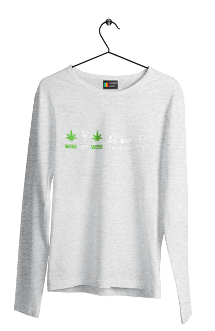Men`s longsleeve with prints Eat, love, sleep, repeat. Dream, eat, love, pizza, repeat, sex, sleep, weed. 2070702