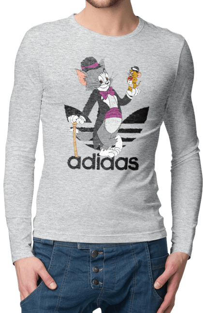 Men's longsleeve with prints Adidas Tom and Jerry. Adidas, animated series, cartoon, cat, jerry, mouse, tom and jerry. 2070702