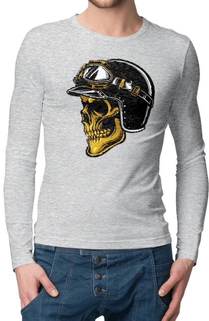 Skull in a motorcycle helmet