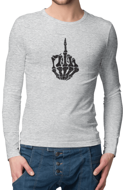 Чоловічий лонгслів з принтом "Fuck". Fuck, жест, палец, средний, фак. 2070702