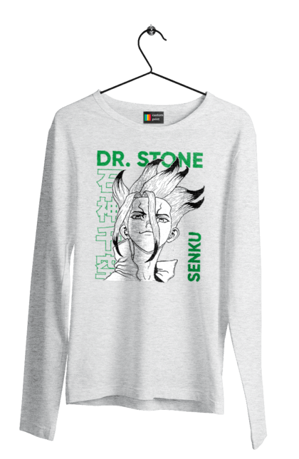 Чоловічій лонгслів з принтом "Dr. Stone Сенку". Dr. stone, ishigami, senku, senku ishigami, аніме, доктор стоун, ісіґамі, ісіґамі сенку, манга, сенку. 2070702