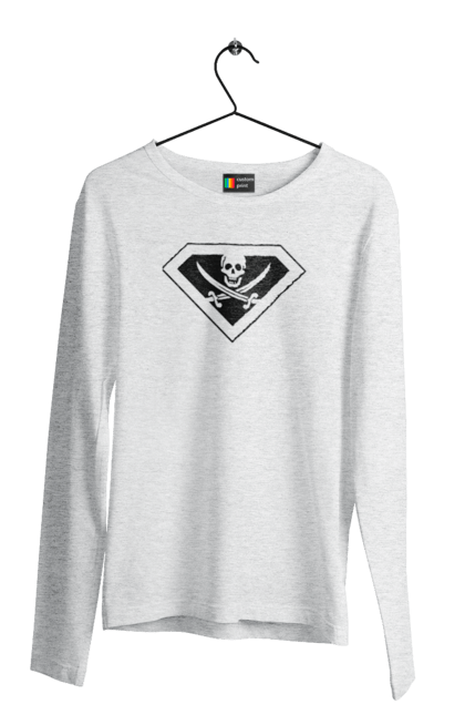 Men`s longsleeve with prints Super pirate. Batman, cinema, comics, marvel, movies, superheroes, superman. 2070702