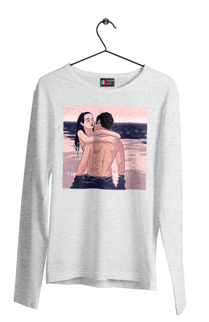 Чоловічий лонгслів з принтом "Парочка Обнімається В Річці". Голо, кохання, пара. 2070702