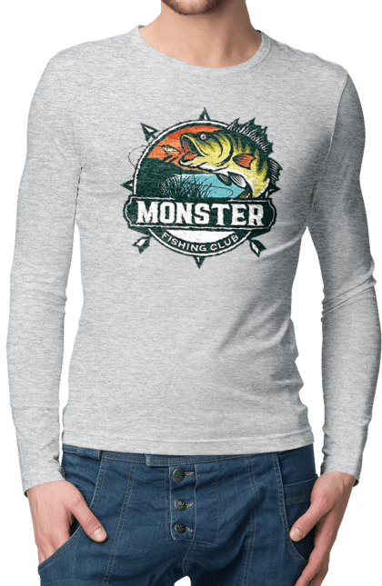 Men`s longsleeve with prints Fishing club. Fisherman, fishing, hobby, vacation. 2070702