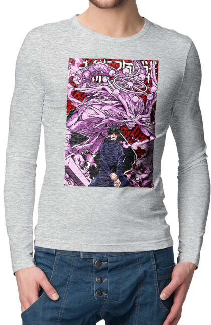 Men's longsleeve with prints Jujutsu Kaisen Megumi. Anime, dark fantasy, fushiguro, fushiguro megumi, jujutsu kaisen, magic battle, manga, megumi, mystic. 2070702