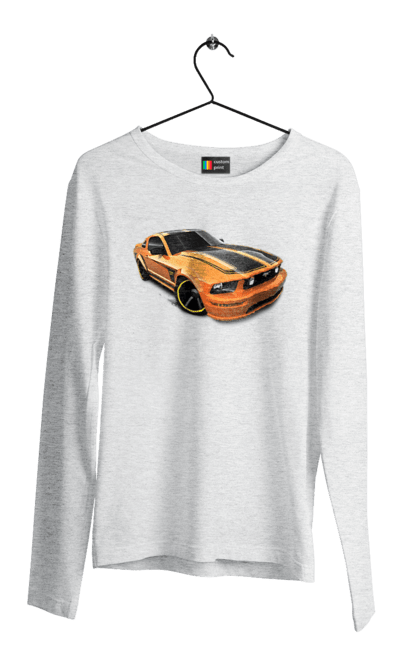 Чоловічий лонгслів з принтом "Помаранчева, швидкісна машина". Їзда, колеса, машина, швидкість. 2070702