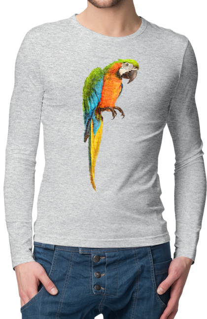 Men`s longsleeve with prints Just A Parrot. Birdie, parrot. 2070702