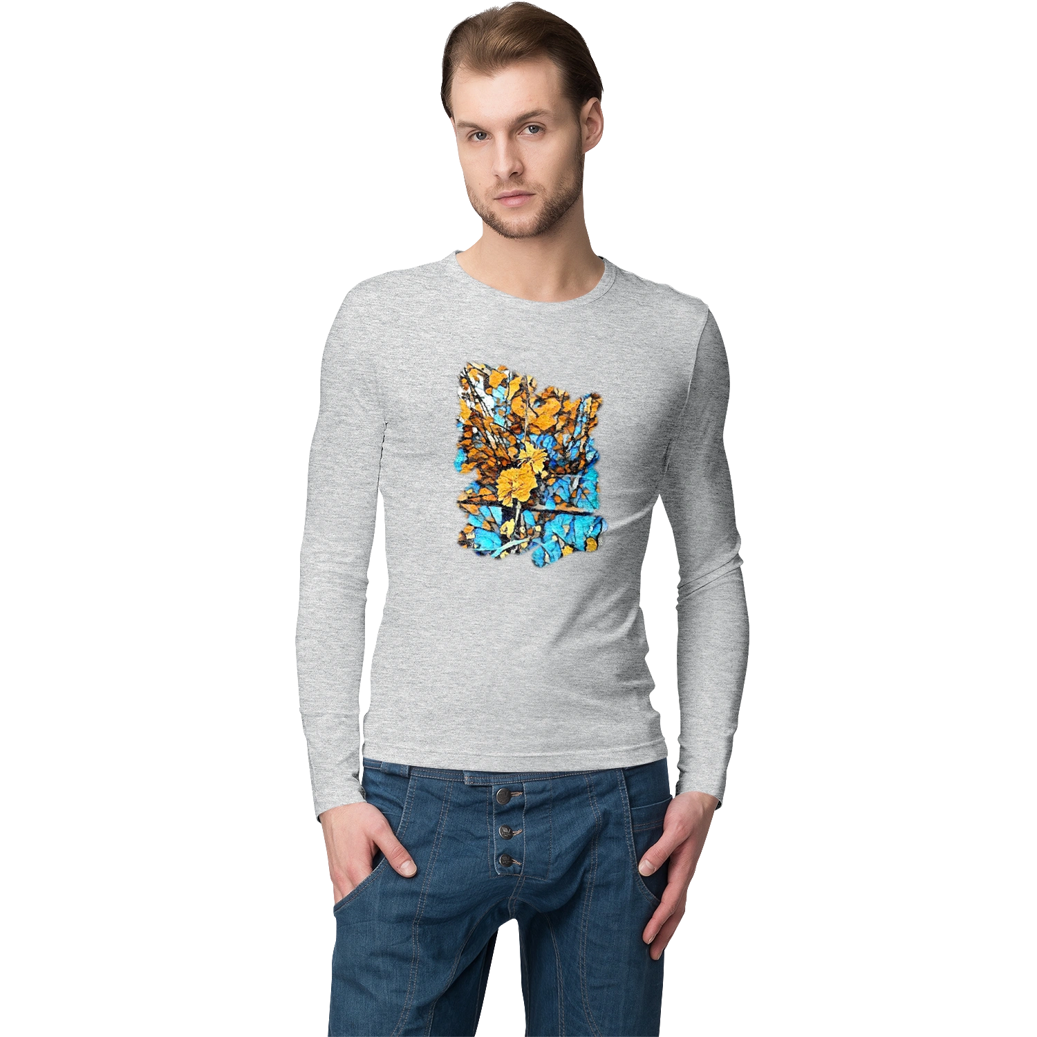 Жовті квіти на синьому фоні