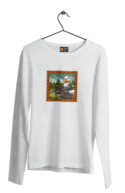 Чоловічий лонгслів з принтом "Гусячий десант". Біологічна зброя, бойові гуси, військовий гусак, гусячий десант, зброєні сили, прапор, символіка, україна. 2070702