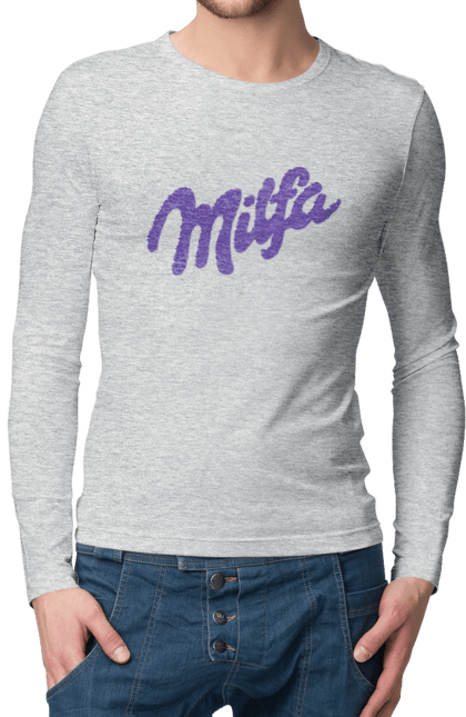 Чоловічий лонгслів з принтом "Milfa". Гумор, для жінок, жіноча, меми, мілка, мілфа, прикол, смішне, смішні. 2070702