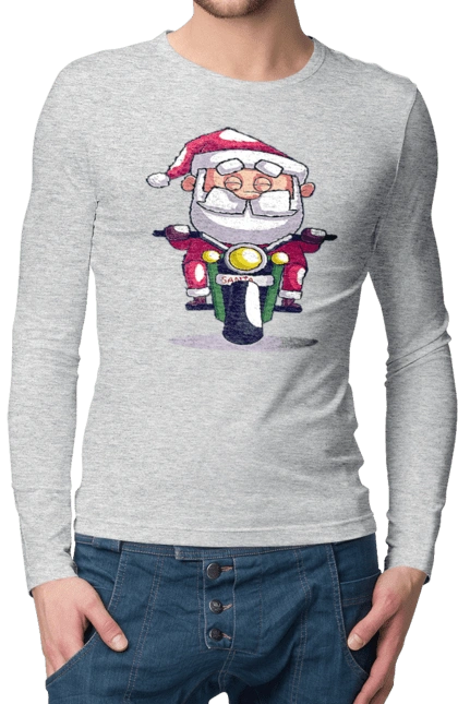 Happy Santa on a motorcycle