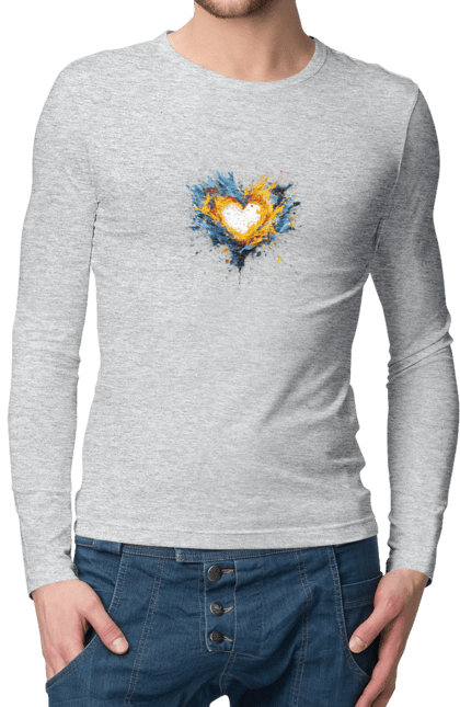 Men`s longsleeve with prints Patriot heart. Heart, patriotic, ukraine, ukrainian, ukrainian flag. 2070702