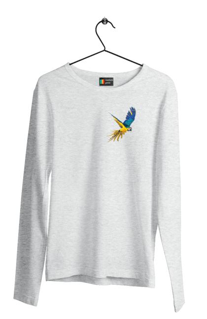 Чоловічий лонгслів з принтом "Папуга українець". Екзотика, папуга, патріот, пташка, символіка, україна. 2070702