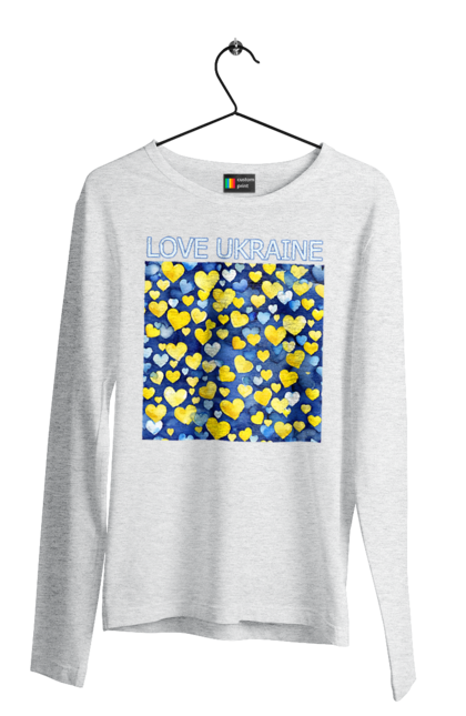 Men`s longsleeve with prints I love Ukraine. Heart, i love ukraine, love, symbols of ukraine, ukraine, ukrainian symbols. 2070702