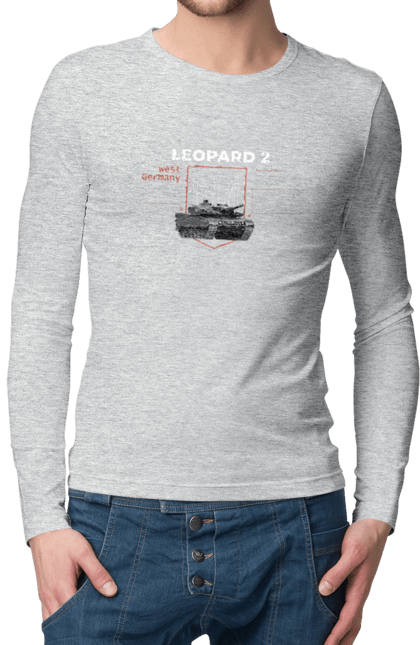 Men`s longsleeve with prints Leopard 2. Industrious, leopard 2, tank, weapon. 2070702