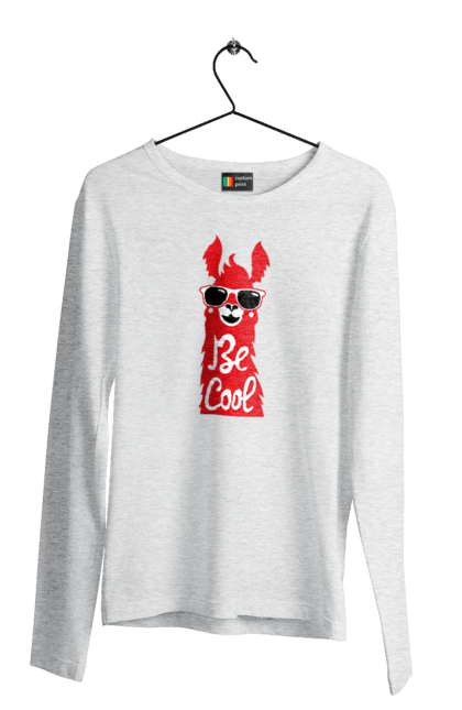 Men`s longsleeve with prints Cool llama. Animals, cool, glasses, lama. 2070702