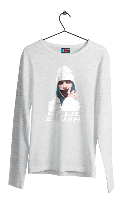 Чоловічий лонгслів з принтом "Біллі Айліш". Біллі айліш, логотип біллі айліш, принт біллі айліш, співачка біллі айліш. 2070702