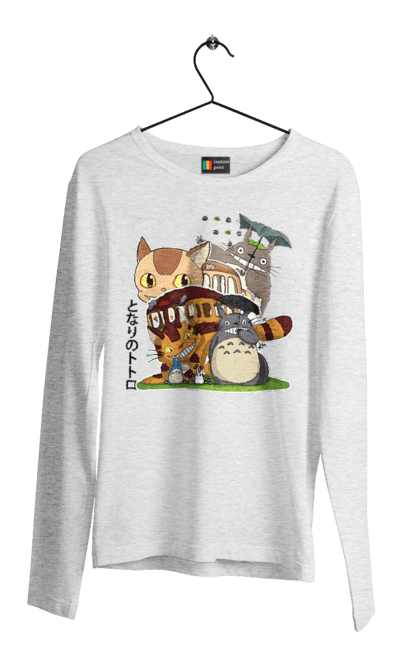 Men's longsleeve with prints Totoro. Adventures, anime, comedy drama, fantasy, film, my neighbor totoro, tv series. 2070702