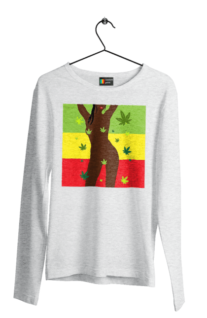 Чоловічий лонгслів з принтом "Гола Дівчина І Конопля". Гола, конопля, курити, сиськи. 2070702