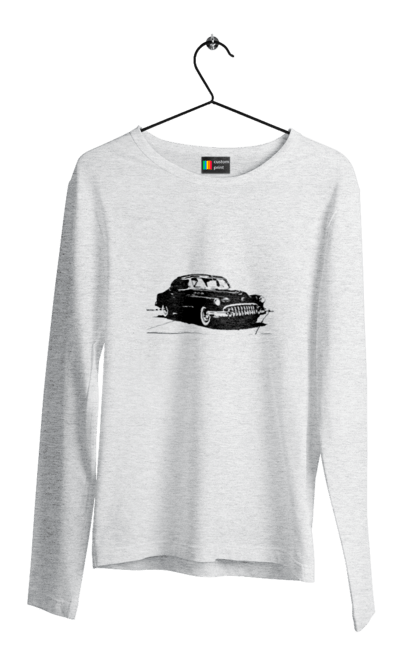 Чоловічий лонгслів з принтом "Авто.6". Авто, графіка, малюнок, ретро авто, чорно-білий. 2070702