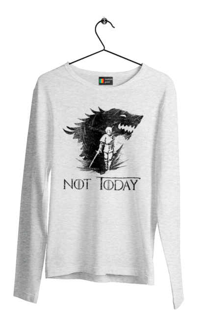 Men's longsleeve with prints Game of Thrones Arya. Arya, game, got, not today, stark, starks, thrones, tv show, wolf, wolves. 2070702