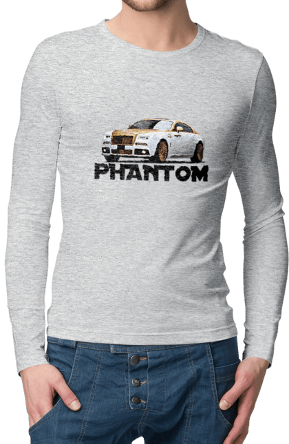 Men`s longsleeve with prints Rolls royce. Auto, car, luxury class, phantom, rolls royce, sedan. 2070702
