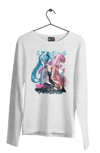 Men's longsleeve with prints Hatsune Miku and Hitori Gotou. Anime, bocchi the rock, hatsune miku, hitori goto, hitori gotou, lonely rocker, miku, rocker, vocaloid. 2070702