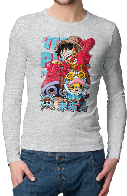 Men's longsleeve with prints One Piece Luffy. Anime, luffy, manga, monkey de luffy, one piece, pirates. 2070702