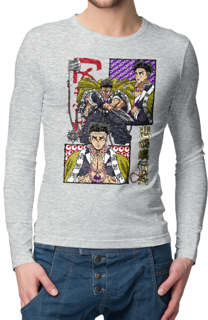 Men's longsleeve with prints Demon Slayer Gyomei. Anime, demon slayer, gyomei, gyomei himejima, himejima, kimetsu no yaiba, manga, serial. 2070702