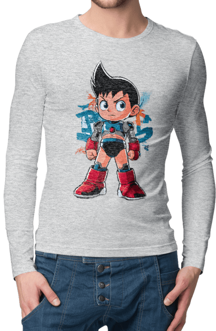 Чоловічій лонгслів з принтом "AstroBoy". Astro boy, андроїд, аніме, манга, могутній атом, пригоди, робот, серіал, фантастика. 2070702