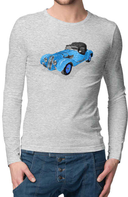 Мужской лонгслив с принтом Автомобиль. Автомобиль, классика, машина, старинная машина, старинный. 2070702